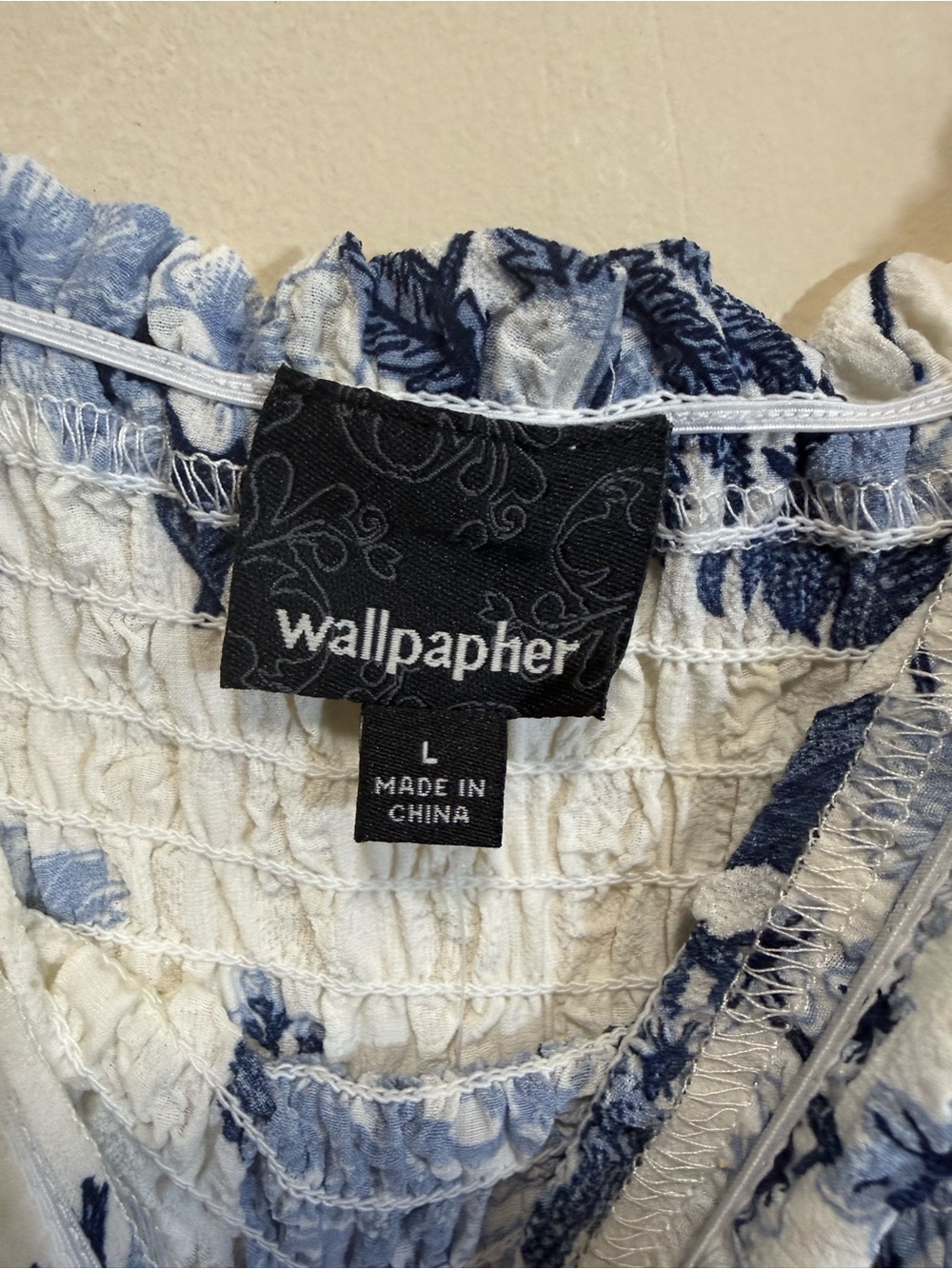 Wallpapher Blue Floral Tiered Smocked Midi Maxi Dress Women Sz L NWT - Picture 4 of 12